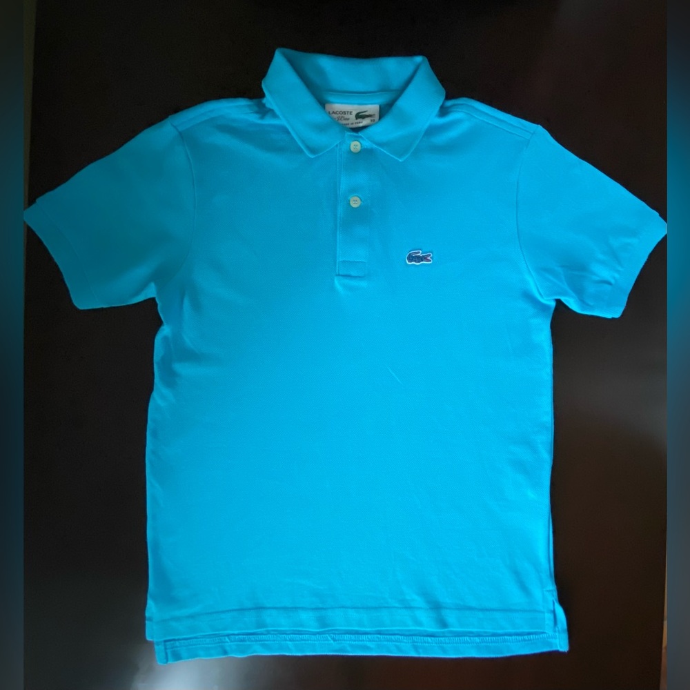 Boy’s Lacoste for J.Crew Polo Shirt in Color Ibiza, Size 14
